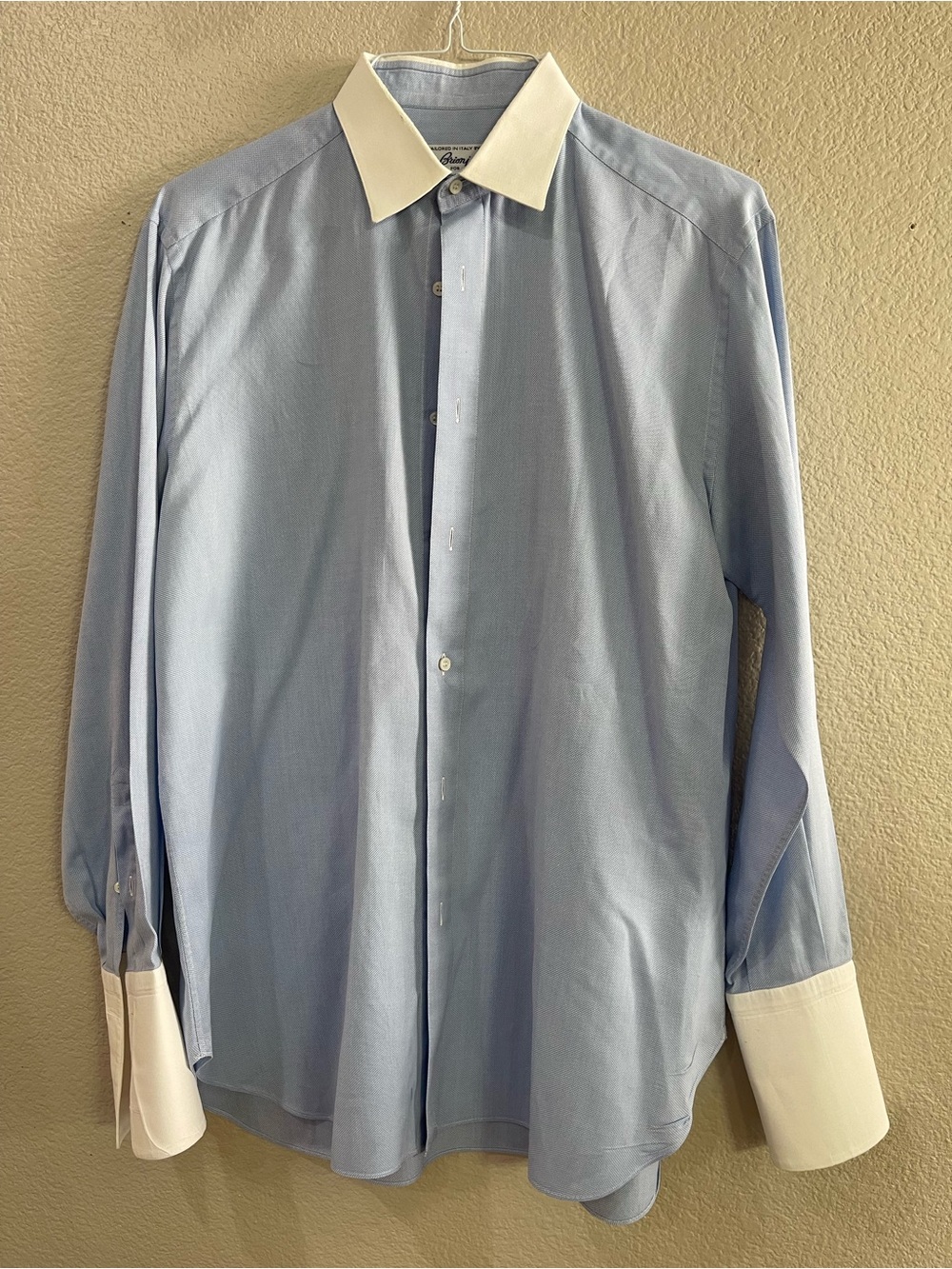 Brioni for Nieman Marcus men’s dress shirt blue and white